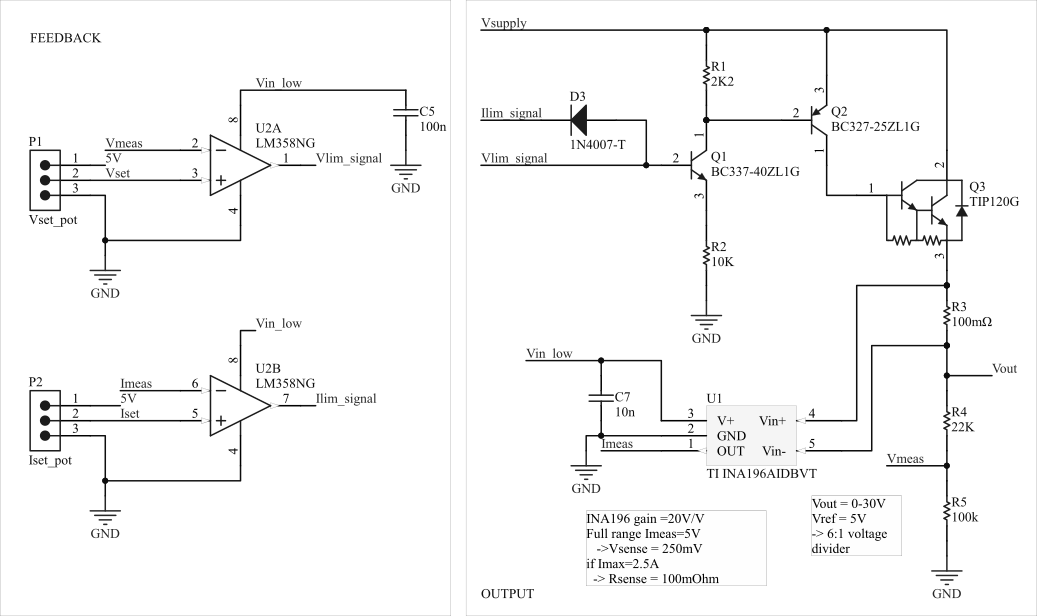 Schematic of main amplifier and feedback portion