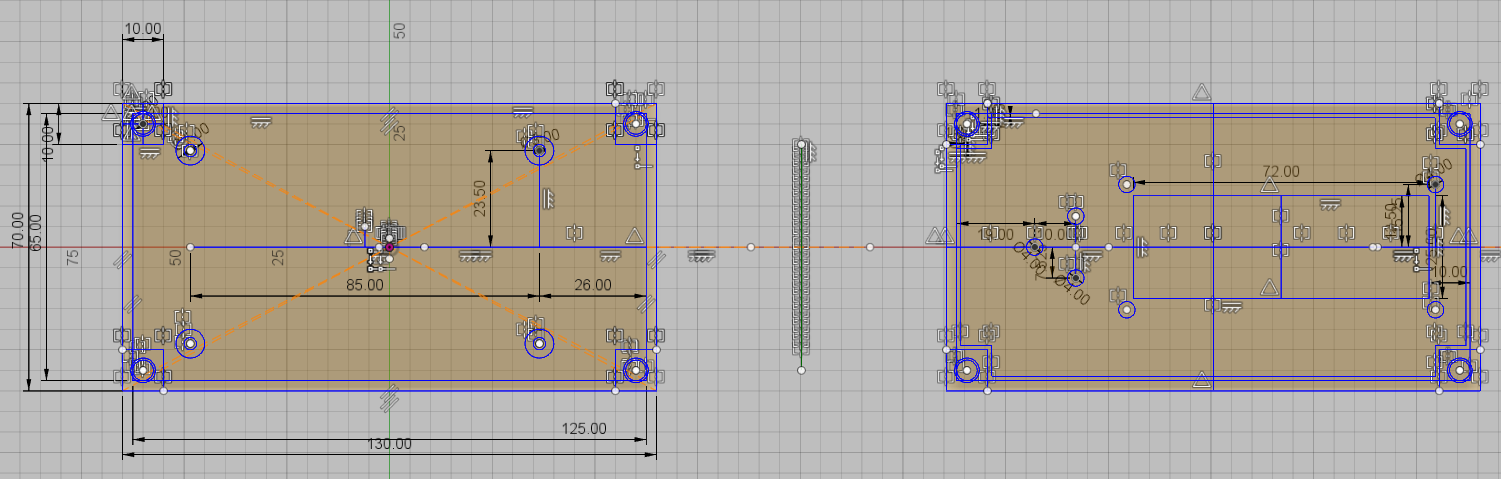 The base sketch and the extruded sketch 