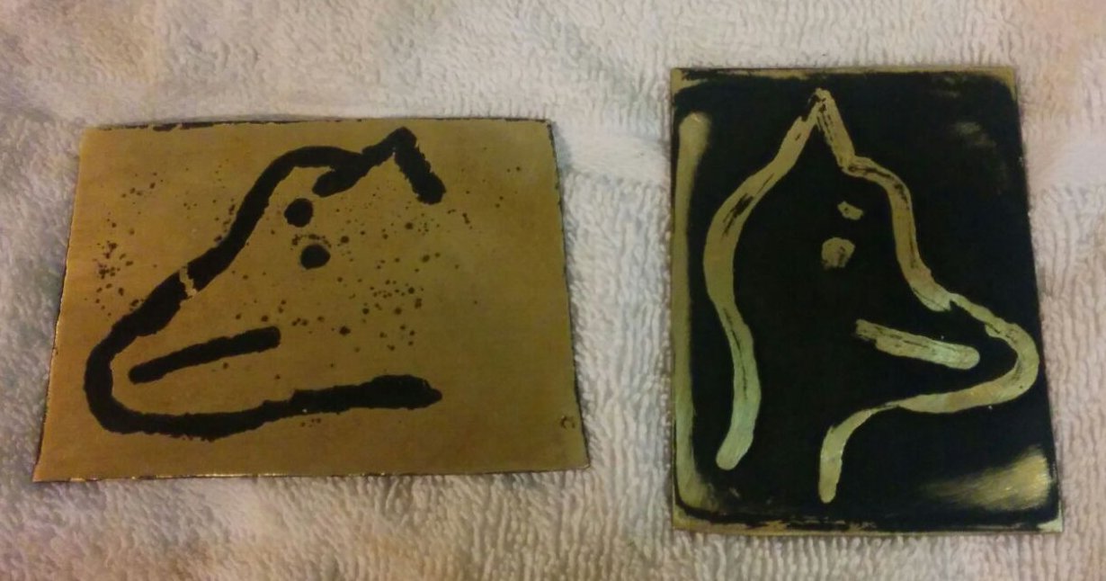 The finished product after etching, painting and sanding back