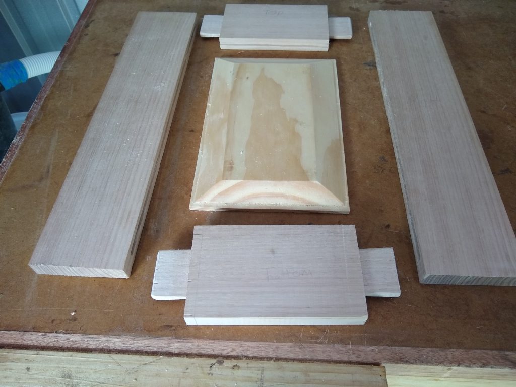 Door components cut and test fitted, ready to glue