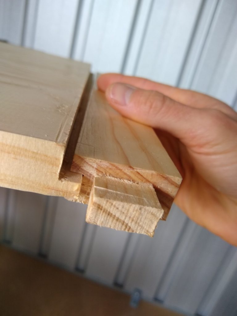 Test fitting the panel into the frame (before the bevel was cut in the panel)